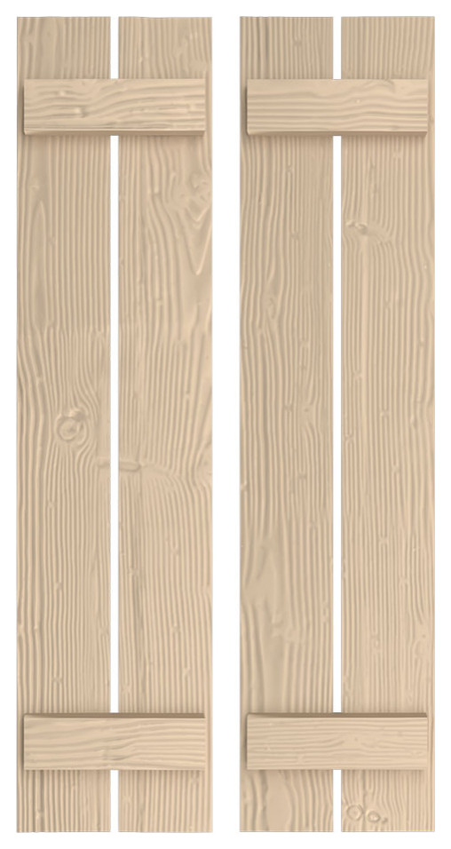 Rustic 2 Board Spaced B-N-B Faux Wood Shutters, Sandblasted, 11.5x46"