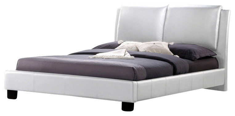 Baxton Studio Sabrina White Modern Bed with Overstuffed Headboard - Full Size