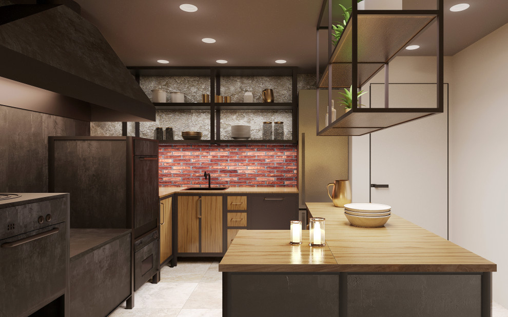 Проект интерьера террасы с камином