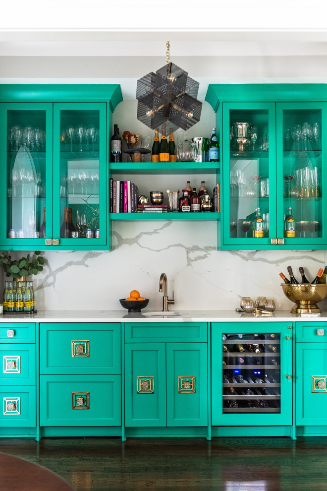 Design ideas for a transitional home bar in Charlotte.