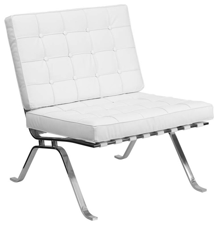 Hercules Flash Series White Leather Lounge Chair with Curved Legs