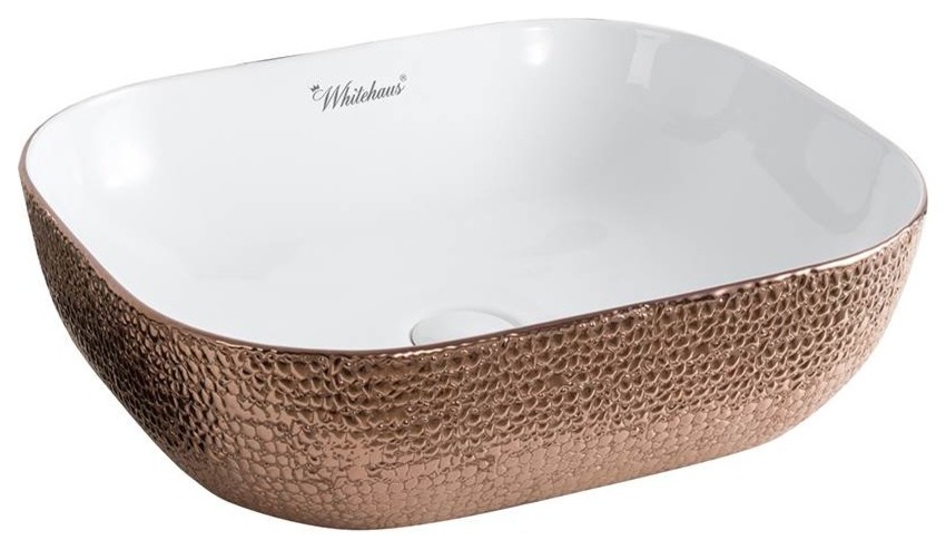 Whitehaus WH71302-F23 Ceramic Sink w/ Embossed Exterior And Smooth Interior