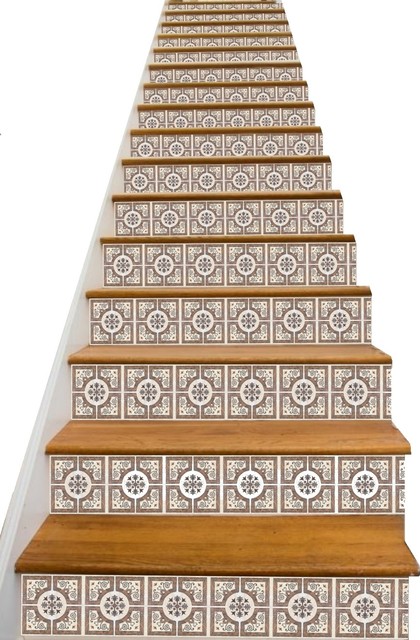 Roman Squares Decorative Adhesive Vinyl Stair Riser Panels, 16 Panels, 40"