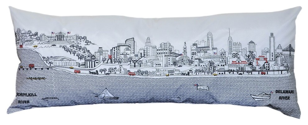 Modern Philadelphia  Skyline outdoor cushion in Cream