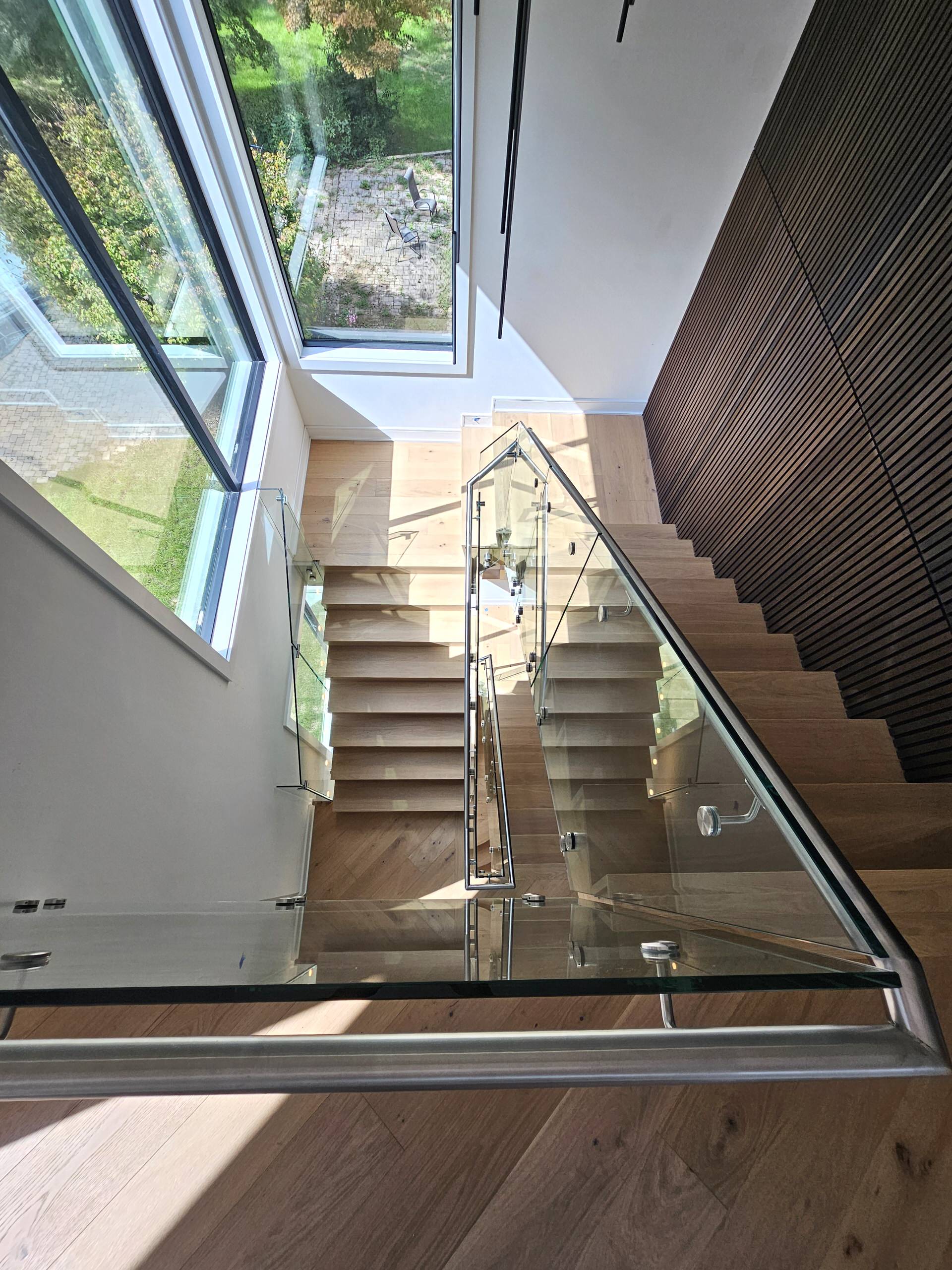 129_White Oak Slanted Riser Modern Stair, Mclean, VA 22102