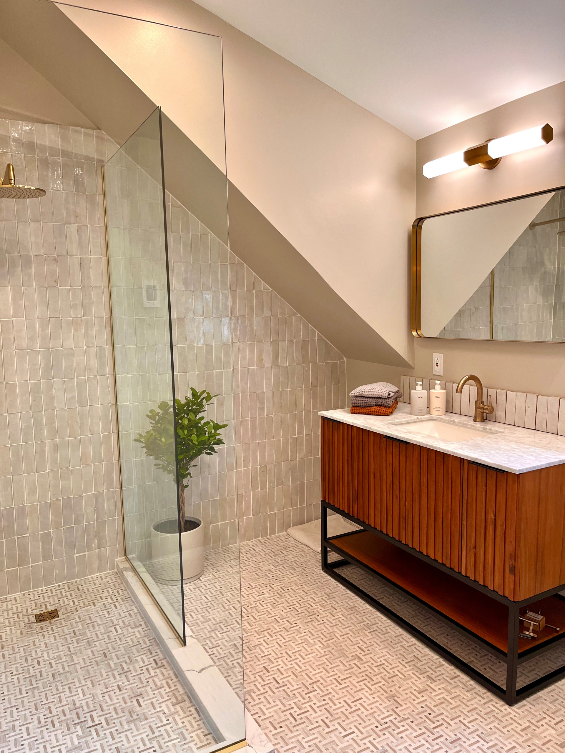 Moroccan shower tile.