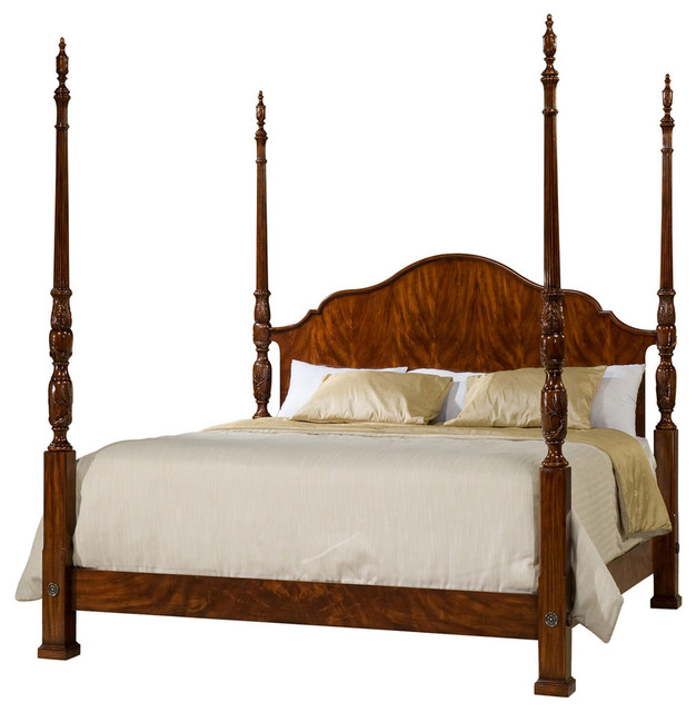 Theodore Alexander Essential Ta The Middleton Rice Queen Bed Finely Carved Mahogany Four Post Bed