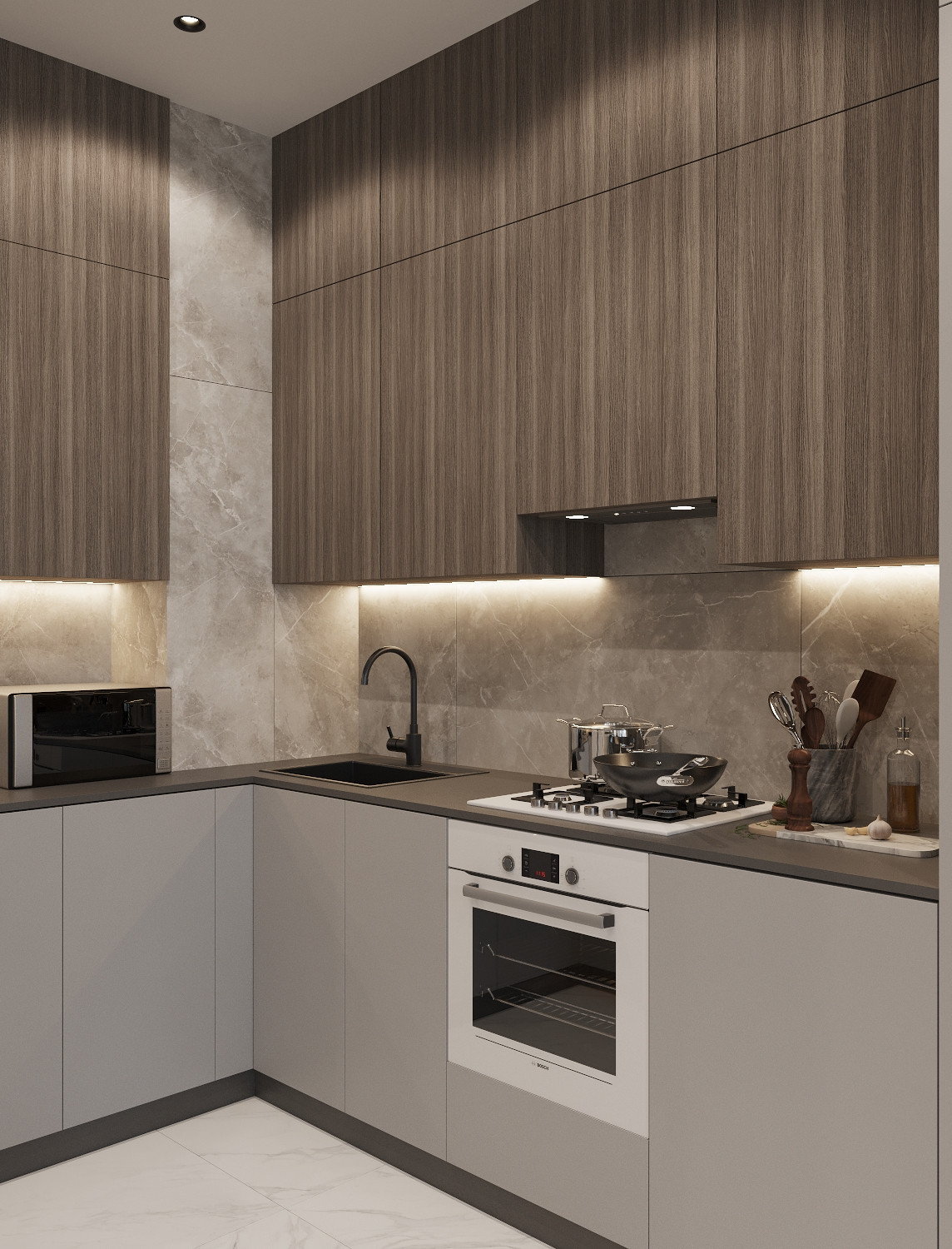 Современная кухня-столовая ЖК Аристократ