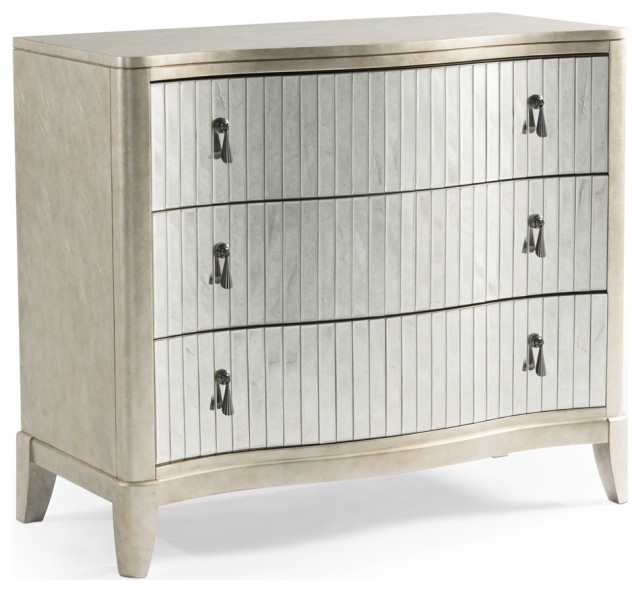 Modern Accent Hall Chest in Silver Leaf Transitional