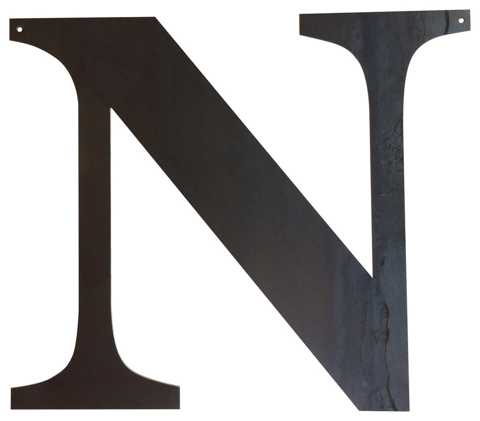 Rustic Large Letter "N", Painted Black, 18"
