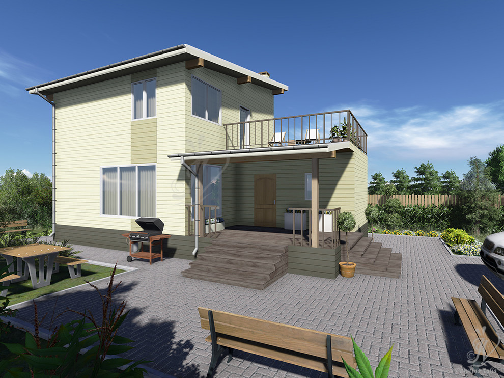 Эскизный проект ультрасовременного дома с плоской крышей в г. Чебоксары