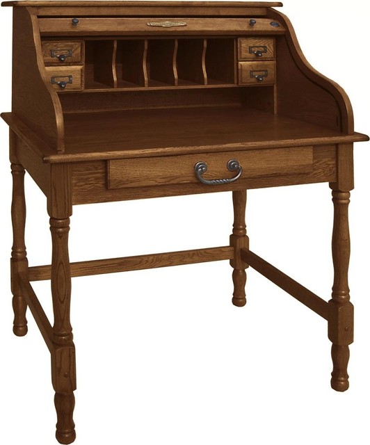 Lonie 32" Mini Roll Top Desk Traditional Desks And Hutches by