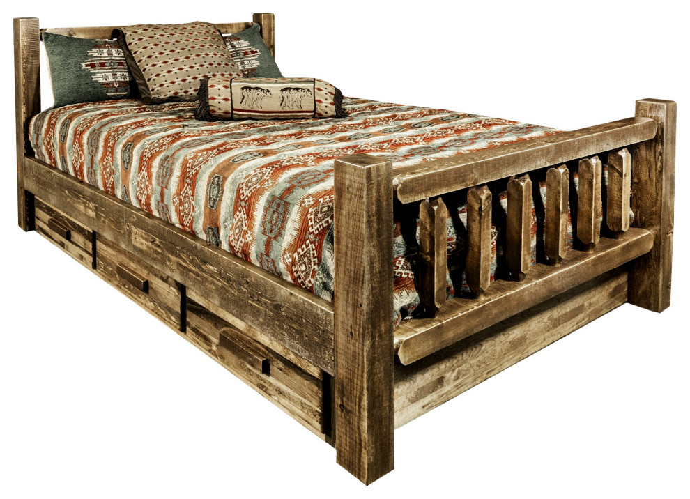 Homestead Collection King Bed With Storage, Stain/Lacquer Finish