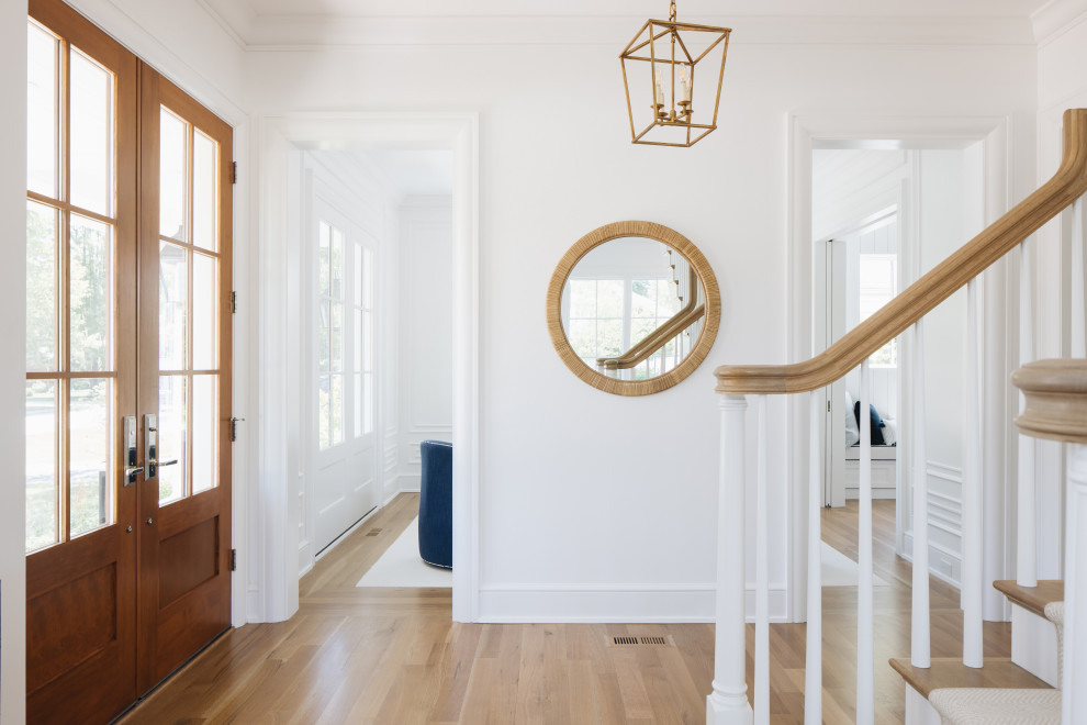 South Coast Farmhouse - Double glass-front front door opens to bright entry hall