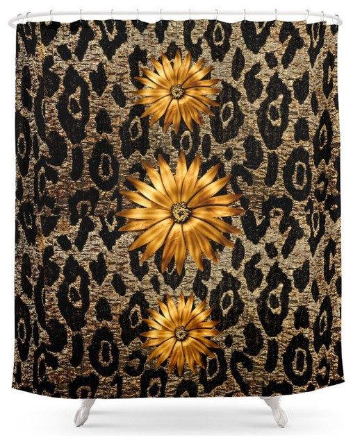 Animal Print Cheetah Triple Gold Shower Curtain - Contemporary ...