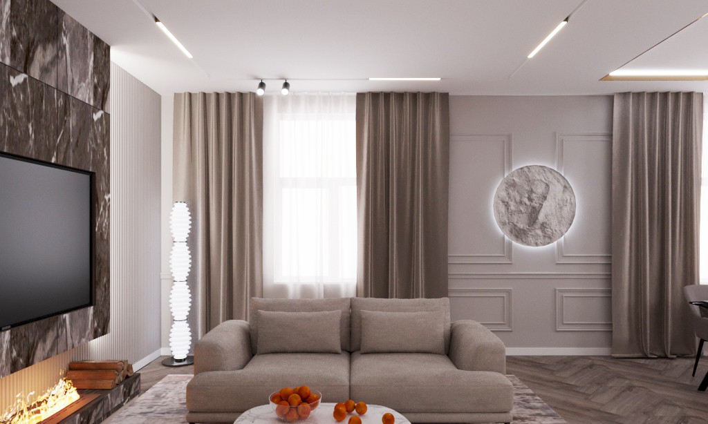 Дизайн гостиной в стиле "Современная классика"