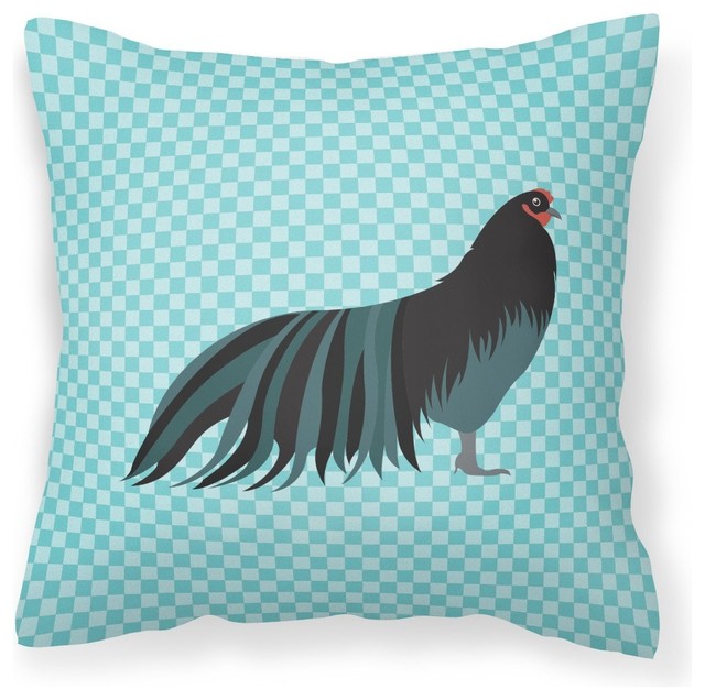 Sumatra Chicken Blue Check Fabric Decorative Pillow Farmhouse