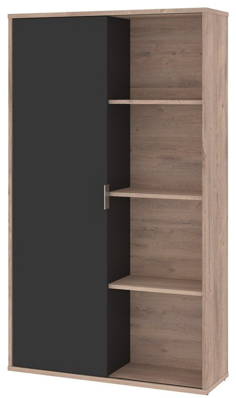Atlin Designs 8 Cubby 35" Sliding Door Bookcase in Rustic Brown and Graphite