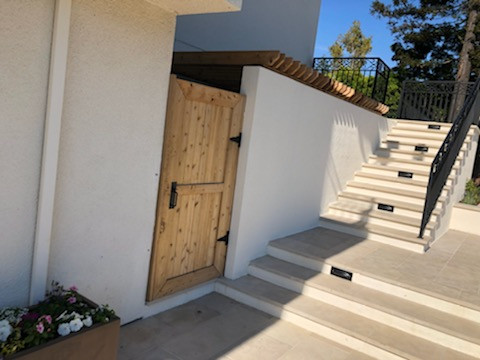 Limestone steps and patio