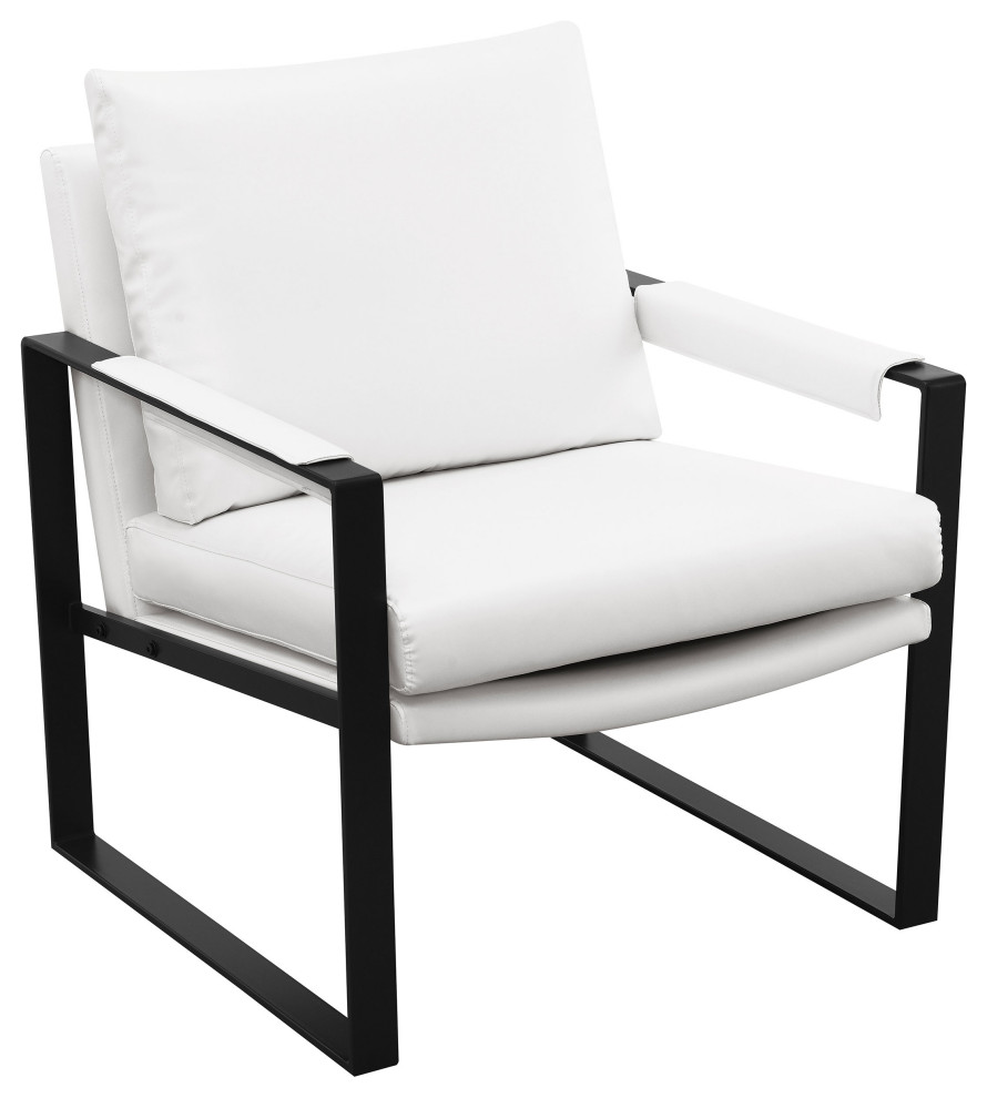 Rosalind Upholstered Track Arms Accent Chair White and Gummetal Industrial Armchairs And