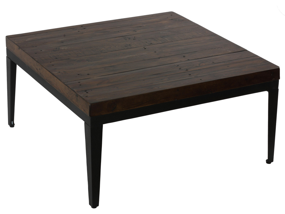 Cortesi Home Omaha Coffee Table, Solid Wood and Metal, 32"