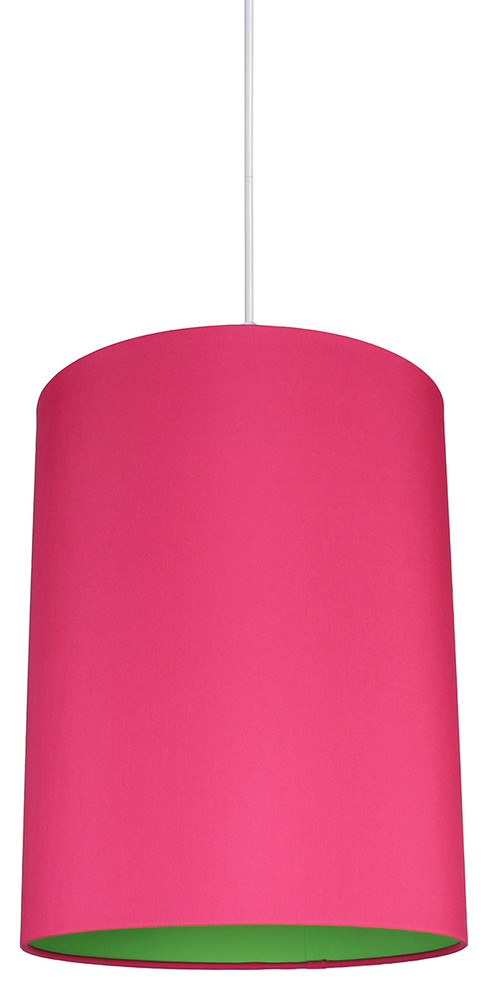 Mona Duo Color Shade Pendant, 11.5"x15", Fuchsia With Green Lining