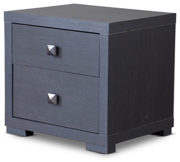 Espresso Silvertone Nightstand Transitional Nightstands And Bedside
