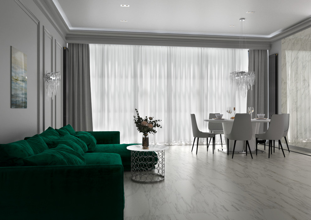 Визуализация общесемейного пространства площадью 58,60м2