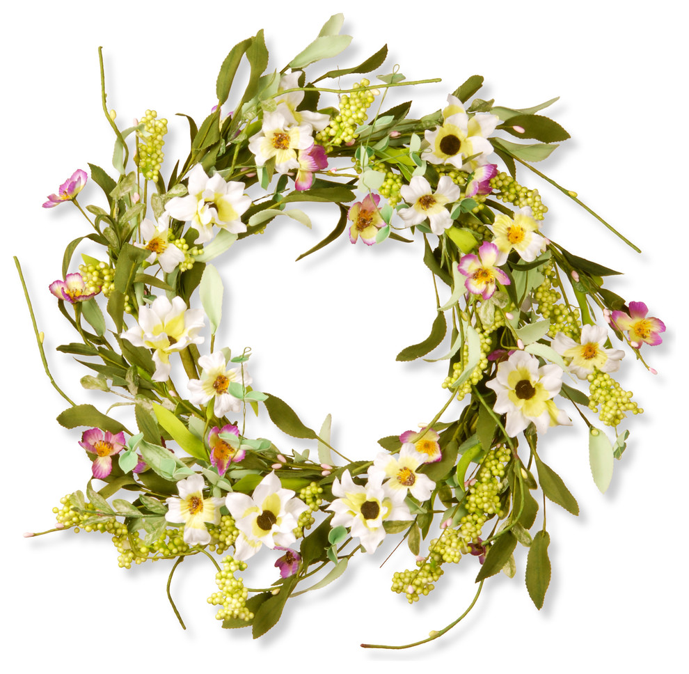 20" Floral Wreath Contemporary Wreaths And Garlands by National