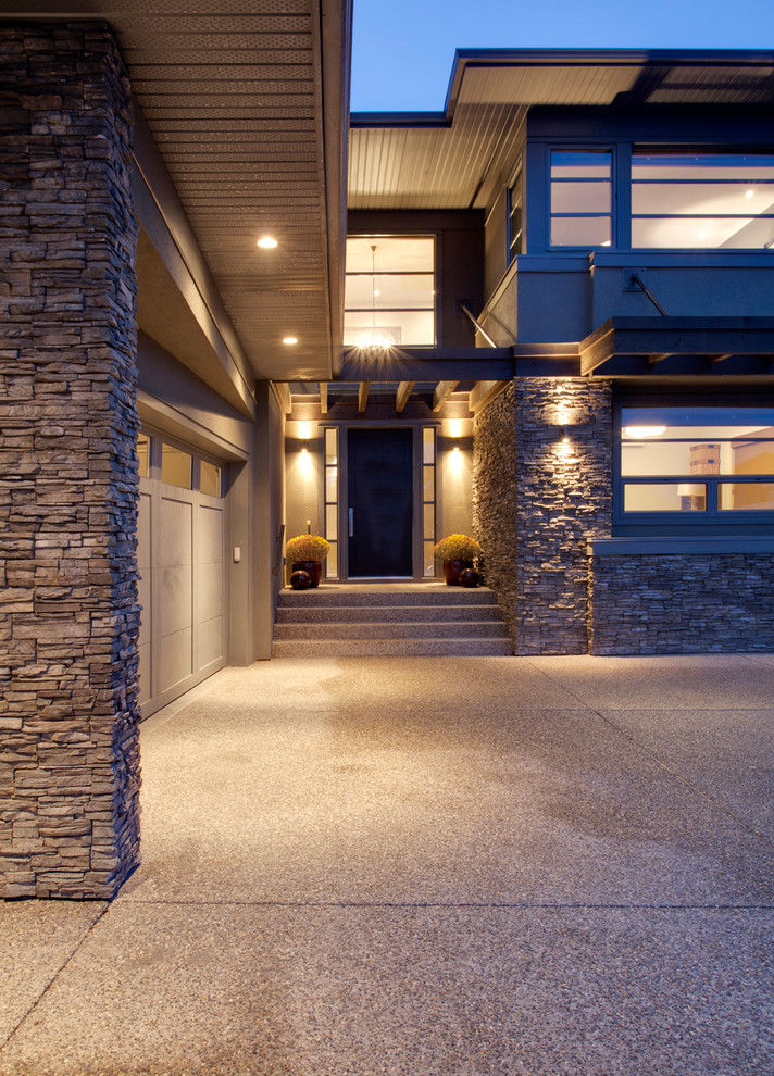 This is an example of a contemporary home design in Calgary.
