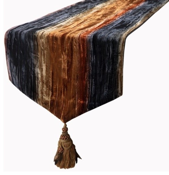Designer Decorative Table Runners Gray, Gold, Velvet, Ombre, 14"x90