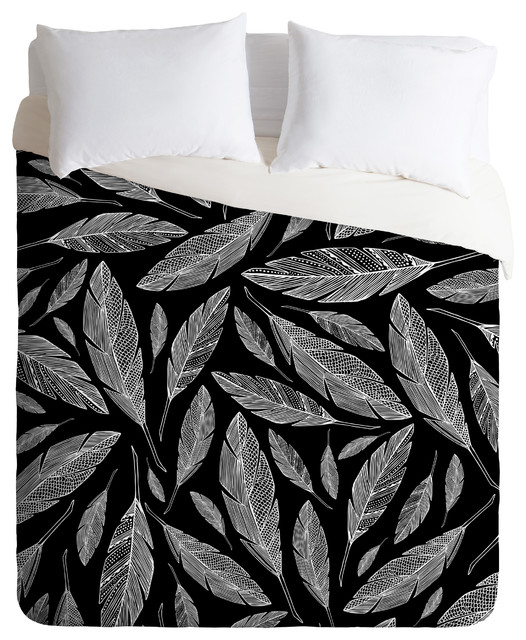 Heather Dutton Float Like A Feather Black Duvet Cover Set