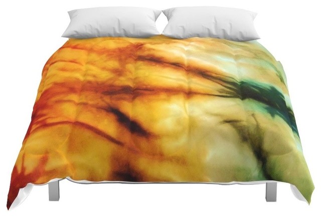 Society6 Green Tie Dye Comforter Contemporary Comforters And