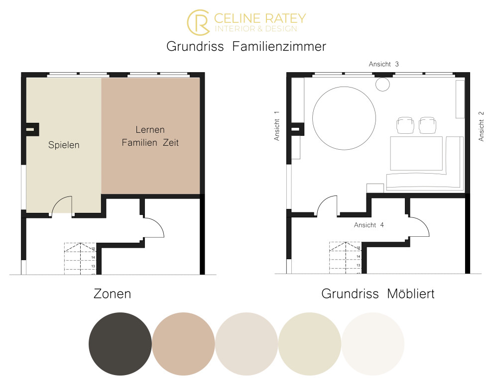 Mittelgroßes, Repräsentatives, Offenes Nordisches Wohnzimmer mit weißer Wandfarbe, hellem Holzboden und beigem Boden in Sonstige
