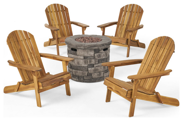David Outdoor Adirondack Chair Set, Fire Pit Set With Adirondack Chairs