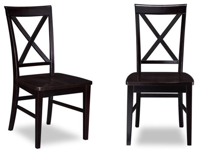 Lexi Dining Chairs With Wood Seat, Espresso, Set of 2 Transitional