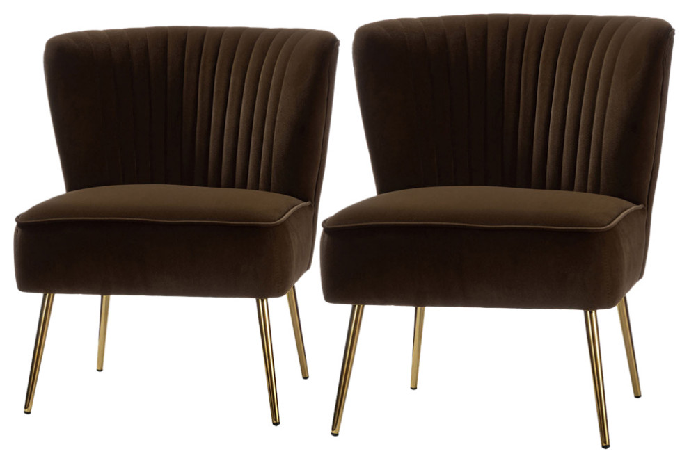 Upholstered Side Chair, Set of 2, Brown