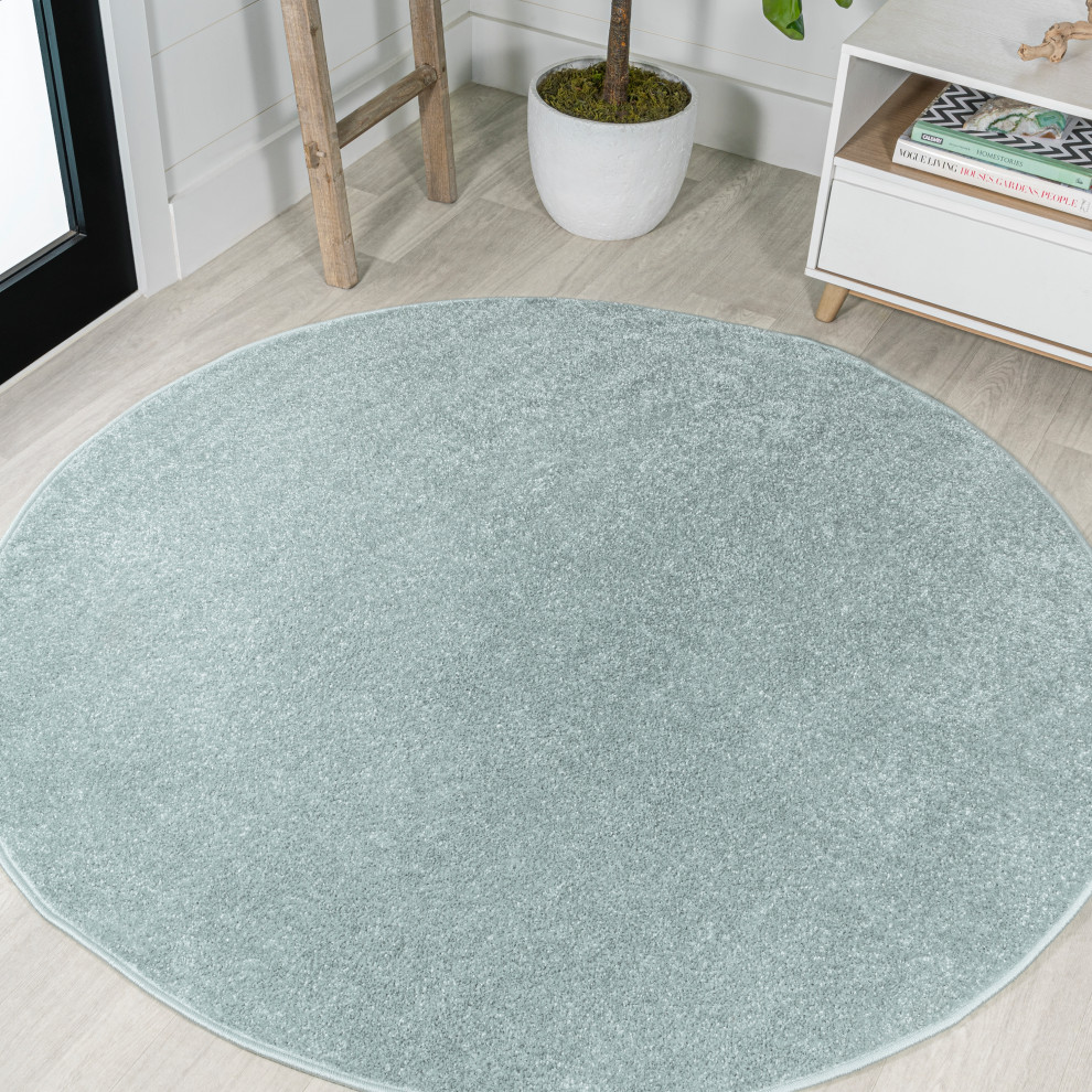 Haze Solid LowPile Runner Rug, 5' Round Contemporary Area Rugs