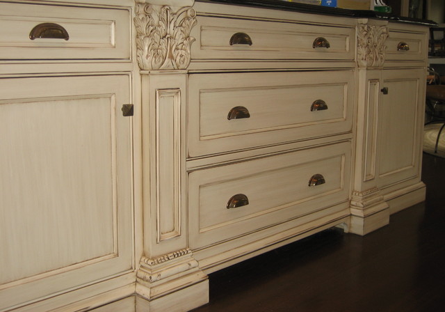 Hand Painted And Distressed Kitchen Cabinetry Traditional