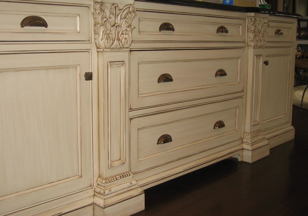 hand painted and distressed kitchen cabinetry ...