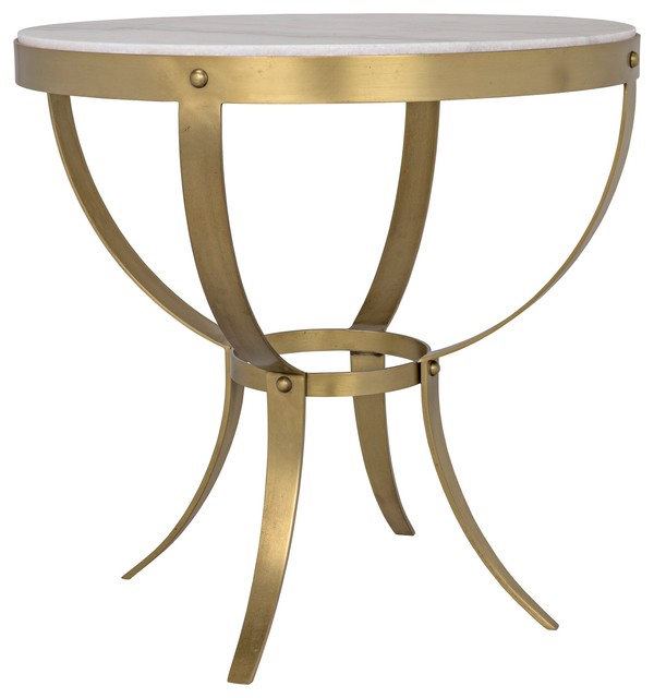 30 Set Of Two Side Table Metal Frame Antique Br White Marble Top Round 30 Set Of Two Side Table Metal Frame Antique Br White Marble Top Round