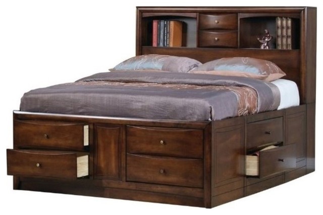 Pemberly Row California King Captains Bed In Warm Brown