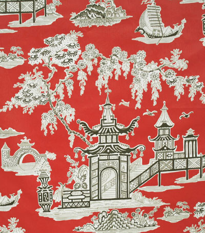Peaceful Temple Fabric, Lacquer