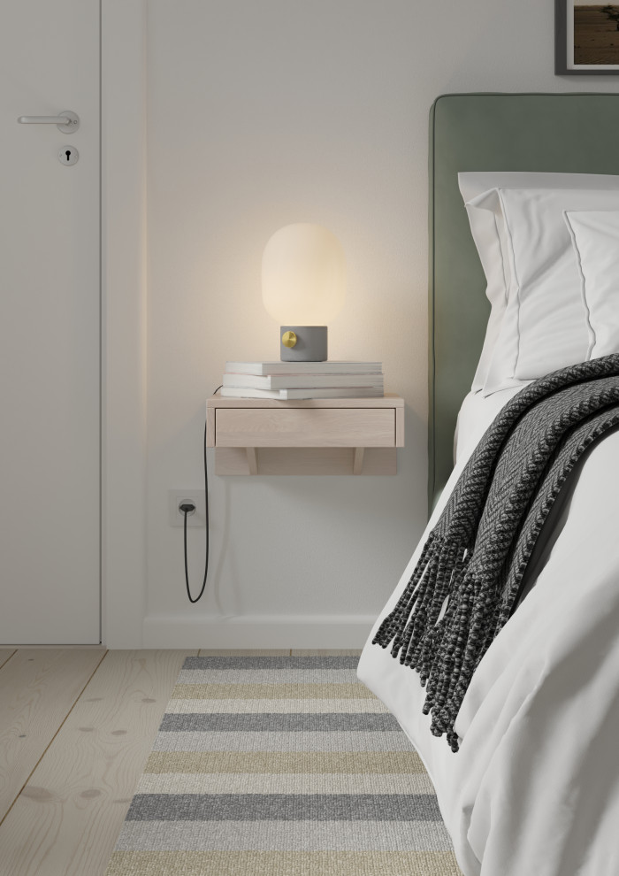 In Stock Bo Floating Nightstand With Drawer Bedside Table Beach Style Nightstand White Transitional Nightstands And Bedside Tables By Woodek Design Houzz