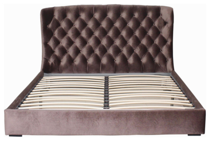 Abbyson Living Trenton Tufted Bed in Dark Brown Size