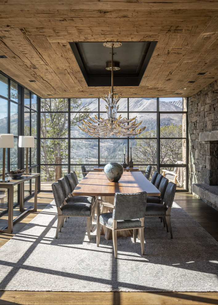 Example of a mountain style dining room design in Philadelphia
