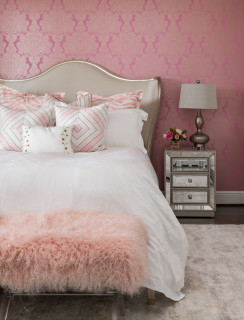 おしゃれな寝室 ピンクの壁 壁紙 の画像 21年9月 Houzz ハウズ
