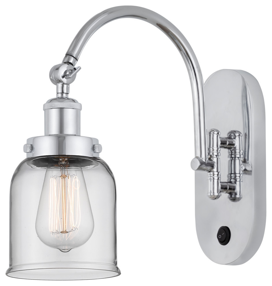 Bell Sconce, Polished Chrome, Clear, Clear