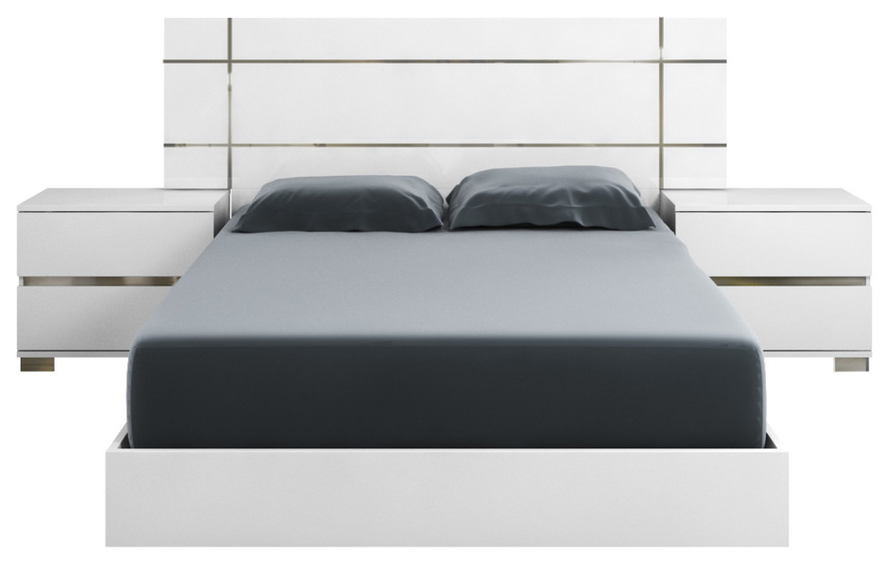 White Queen Bed Modern Platform Beds by Casaat Houzz