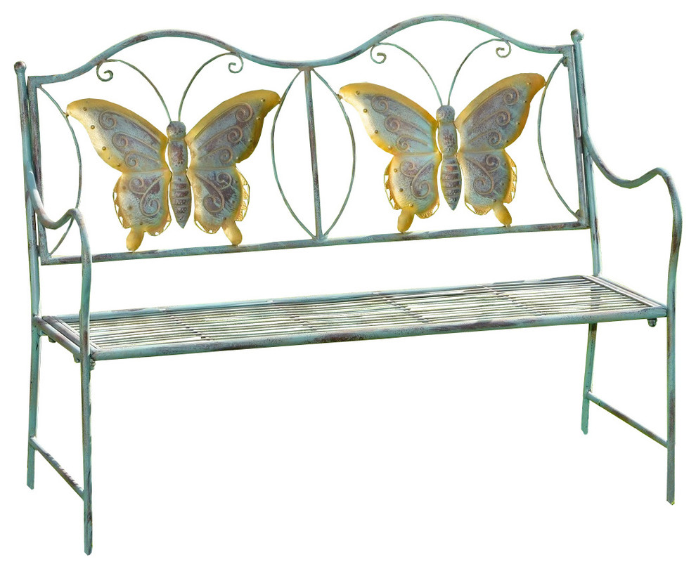Junior Metal Butterfly Bench, Kids Park Bench, Butterflies for Yard
